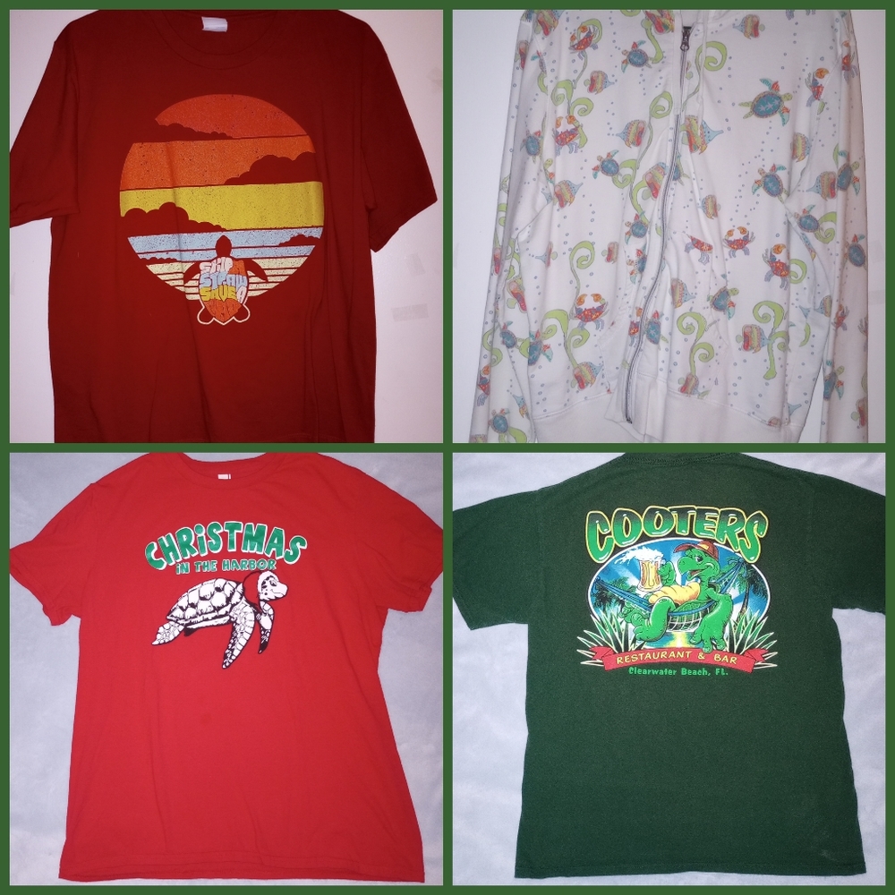 Cooters Restaurant Clearwater Beach Sea Turtle Christmas Tshirt Hoodie sz Med